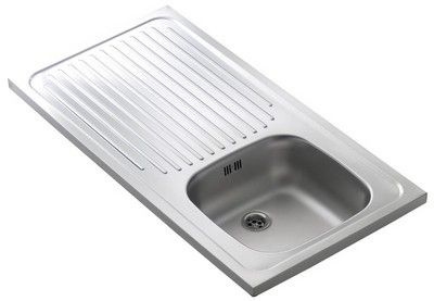 Keukenblok Padua licht eiken ruw met rvs aanrecht en spoelbak en klep bovenkast 100 x 60 cm HRG-104 - Afbeelding 3
