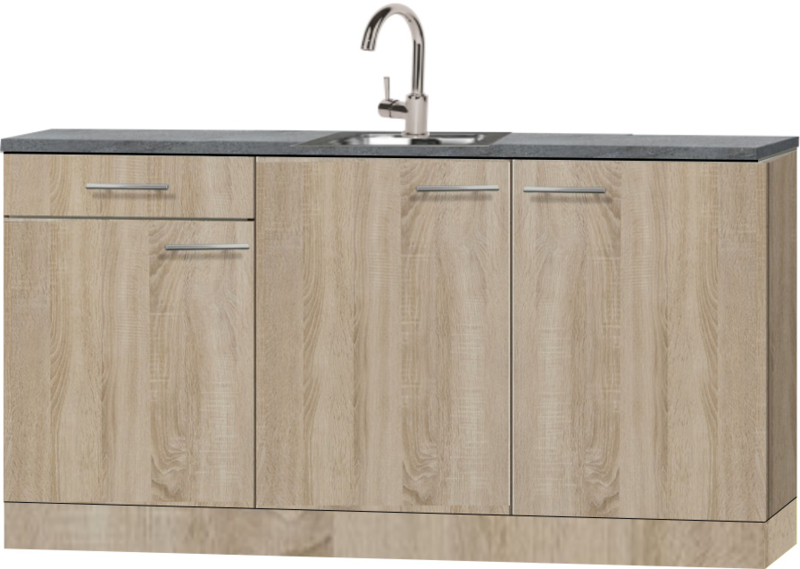 Kitchenette 180 cm wit mat met stelpoten en wandkasten RAI-8585 - Afbeelding 2