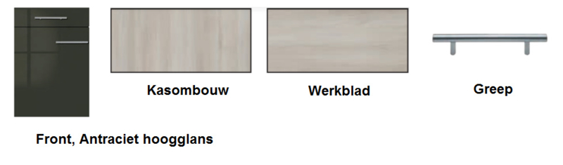 keukenblok 120cm antarciet glans met stelpoten RAI-2200 - Afbeelding 5