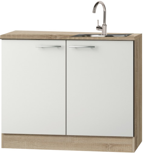 Keukenblok met houten werkblad en RVS spoelbak 100cm x 60cm OPTI-84 - Afbeelding 2
