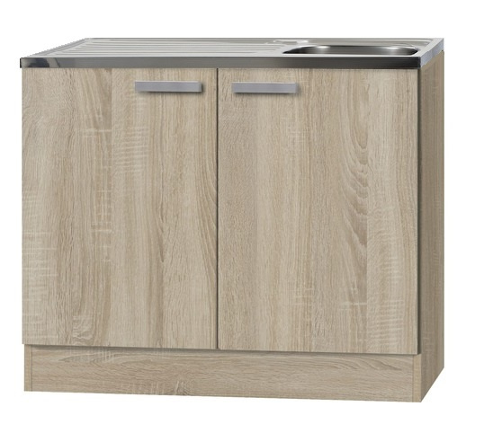 Keukenblok met houten aanrechtblad incl Spoelbak Neapel licht eiken ruw (BxHxD) 100,0×84,8×60,0 cm HRG-199 - Afbeelding 2